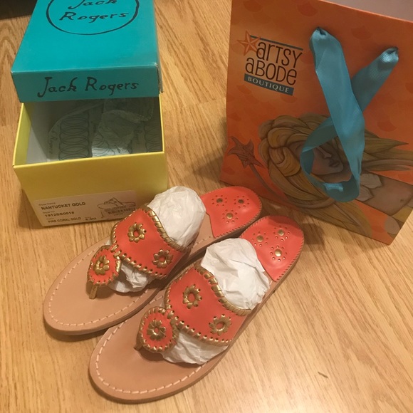 Jack Rogers Shoes - NWT Jack Rogers Nantucket Gold Fire Coral 6.5